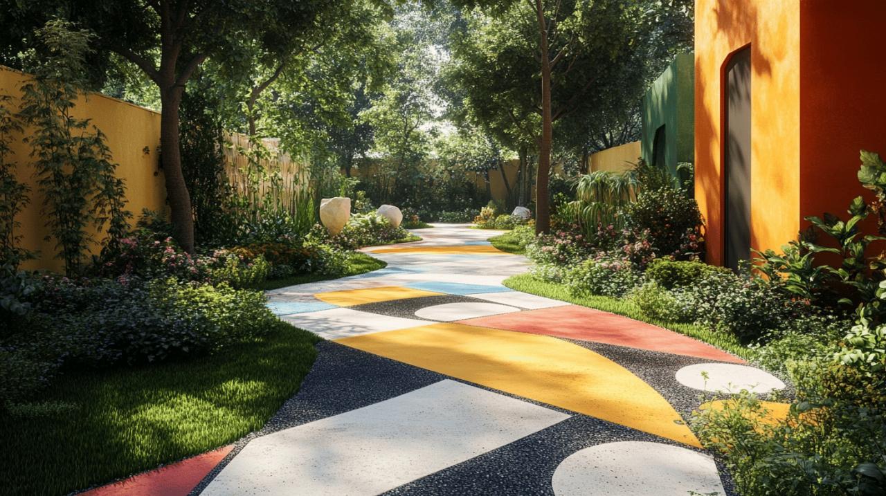 Budget : Le beton colore, une bonne idee pour une allee plus economique que les paves